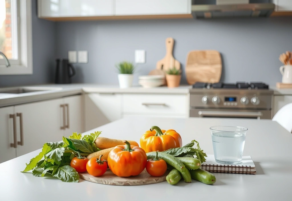 Küche mit frischem Gemüse für gesunde Ernährung