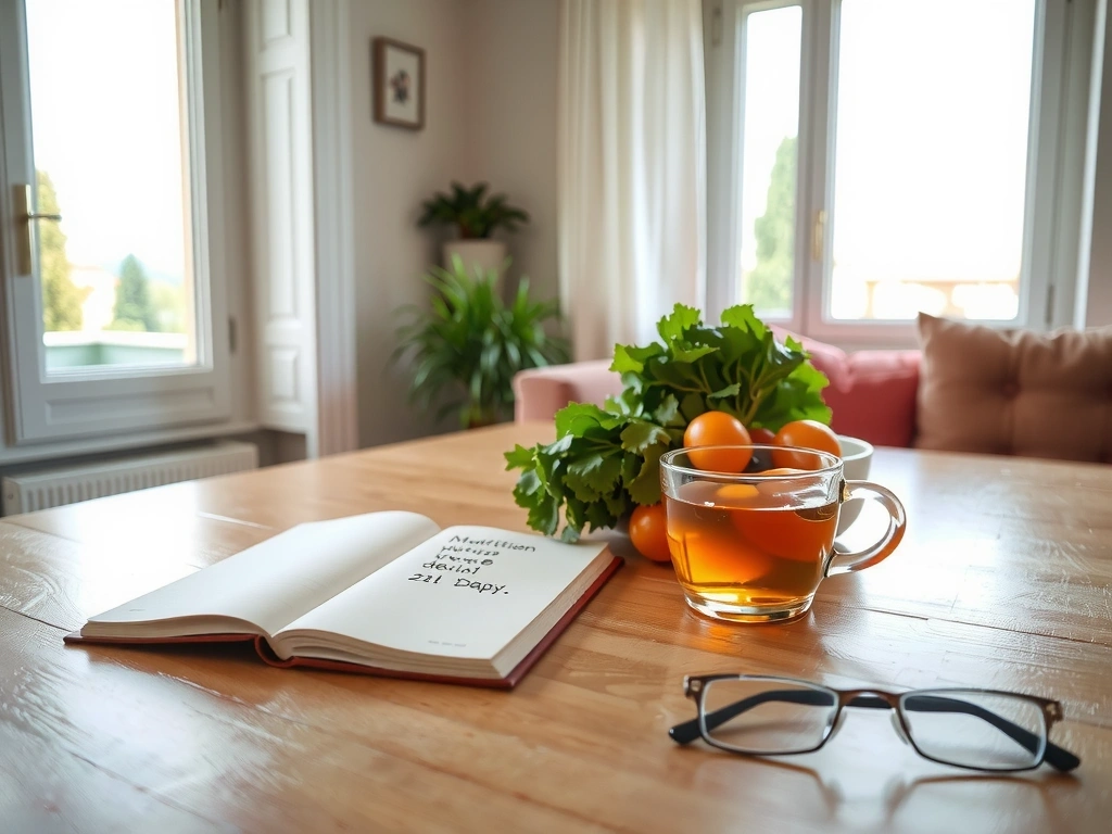 Notizen und Lebensmittel eines Ernährungsberaters